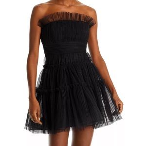 BCBGMAXAZRIA Strapless Tiered Tulle Mini Dress , Black tulle minidress, with tag